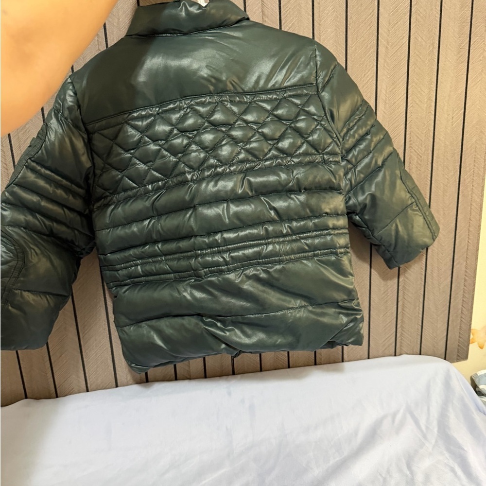 Armani Junior Quilted Puffer Jacket in Deep Green - Picture 2 of 4